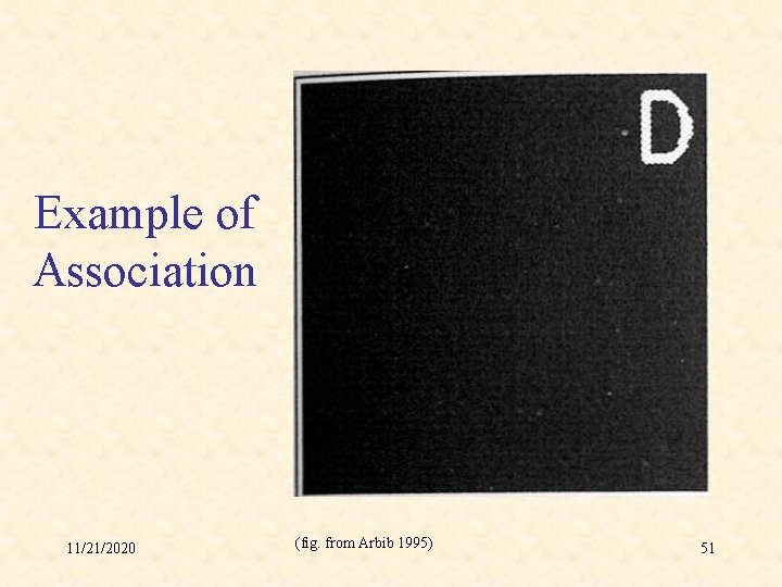 Example of Association 11/21/2020 (fig. from Arbib 1995) 51 
