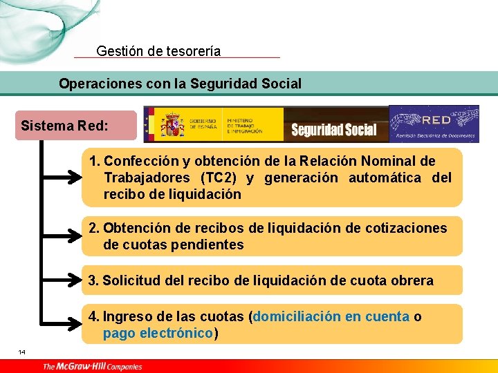 Gestión de tesorería Operaciones con la Seguridad Social Sistema Red: 1. Confección y obtención