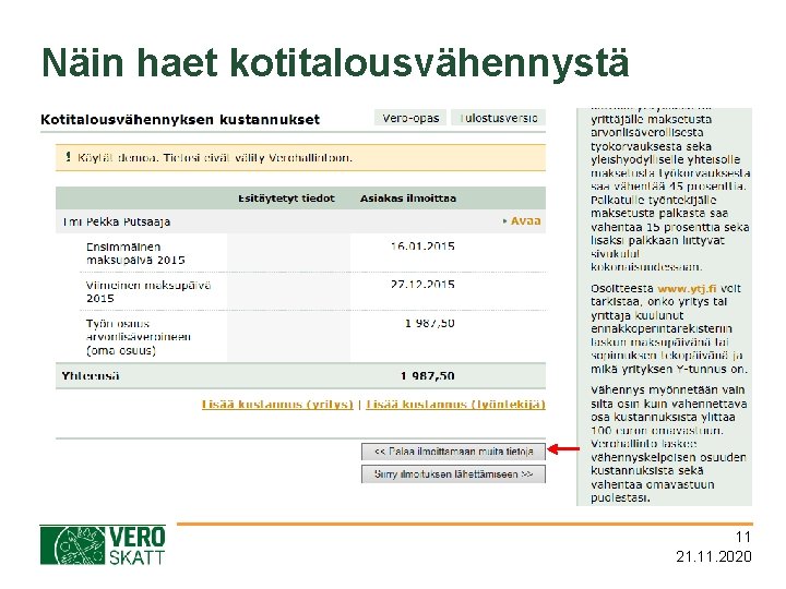 Näin haet kotitalousvähennystä 11 21. 11. 2020 