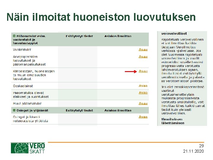 Näin ilmoitat huoneiston luovutuksen 29 21. 11. 2020 