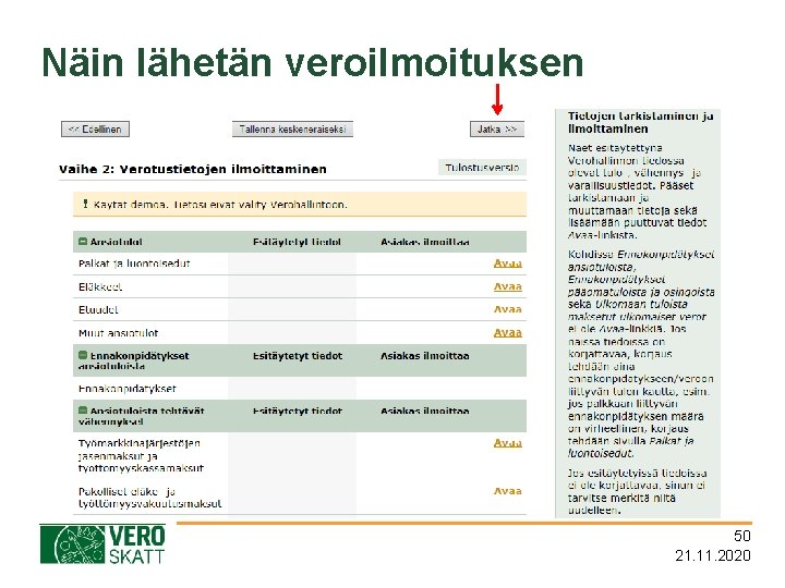 Näin lähetän veroilmoituksen 50 21. 11. 2020 