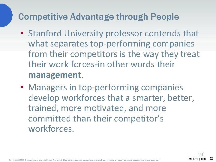 Competitive Advantage through People • Stanford University professor contends that what separates top-performing companies