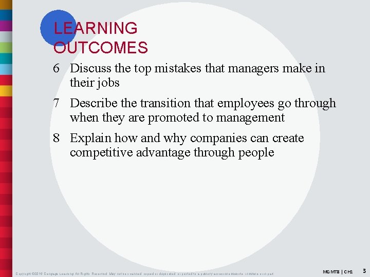 LEARNING OUTCOMES 6 Discuss the top mistakes that managers make in their jobs 7