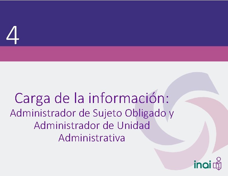 4 Carga de la información: Administrador de Sujeto Obligado y Administrador de Unidad Administrativa