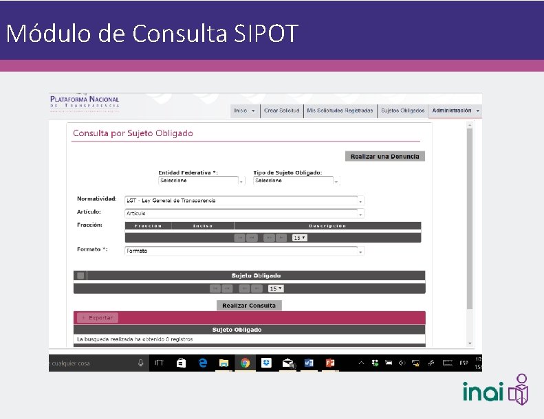 Módulo de Consulta SIPOT 