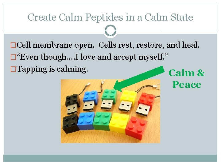 Create Calm Peptides in a Calm State �Cell membrane open. Cells rest, restore, and