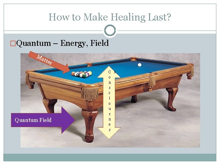 How to Make Healing Last? �Quantum – Energy, Field Ma tter Quantum Field C