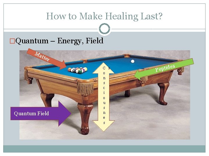 How to Make Healing Last? �Quantum – Energy, Field Ma tter Quantum Field C