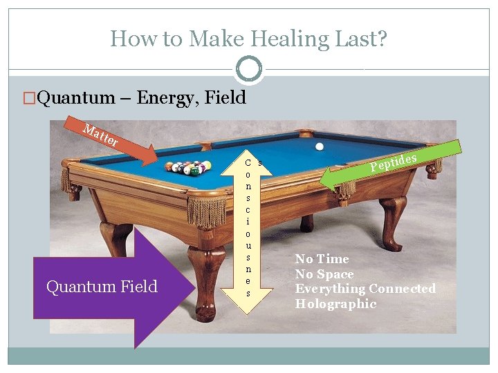 How to Make Healing Last? �Quantum – Energy, Field Ma tter Quantum Field C