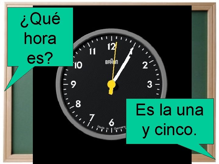 ¿Qué hora es? Es la una y cinco. 