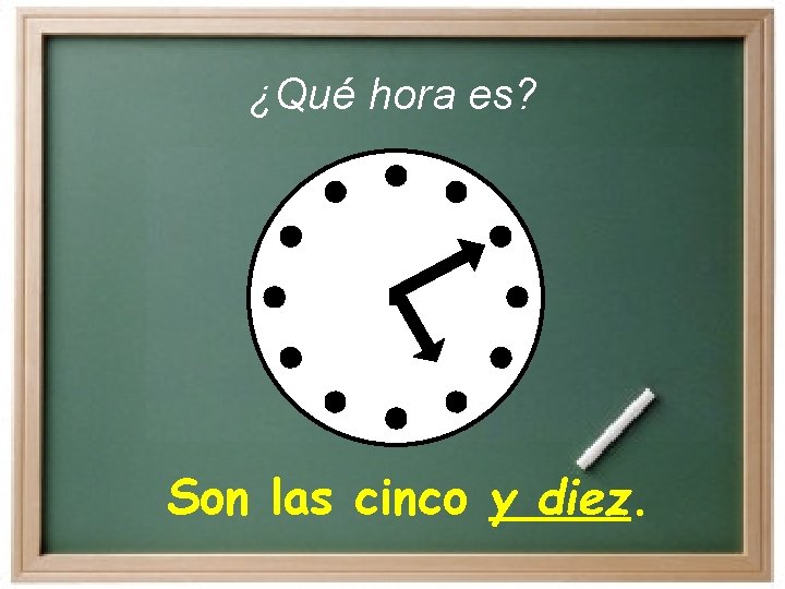 ¿Qué hora es? Son las cinco y diez. 