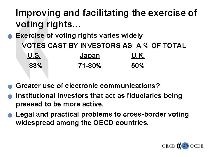 Improving and facilitating the exercise of voting rights… n n Exercise of voting rights