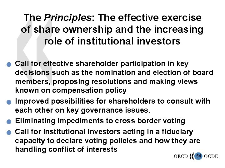 The Principles: The effective exercise of share ownership and the increasing role of institutional