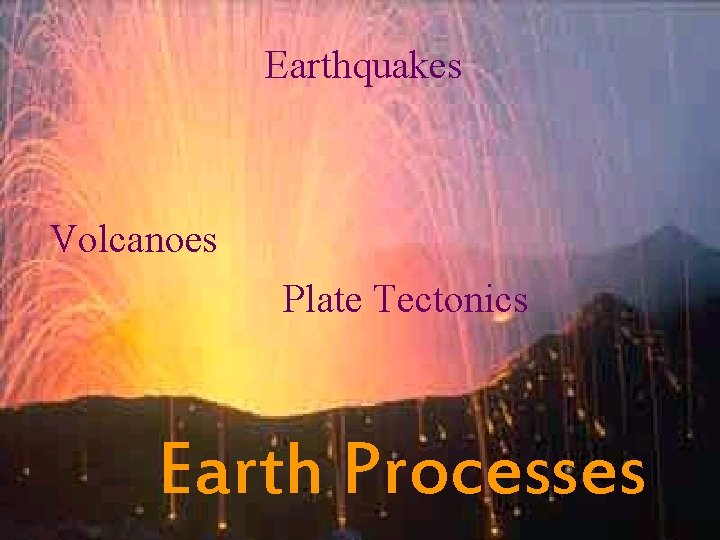 Earthquakes Volcanoes Plate Tectonics Earth Processes 