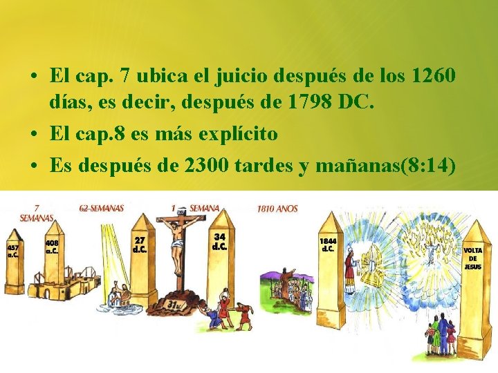 • El cap. 7 ubica el juicio después de los 1260 días, es • El cap. 7 ubica el juicio después de los 1260 días, es