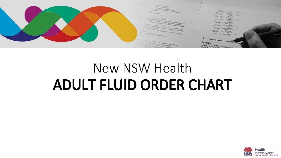 New NSW Health ADULT FLUID ORDER CHART 