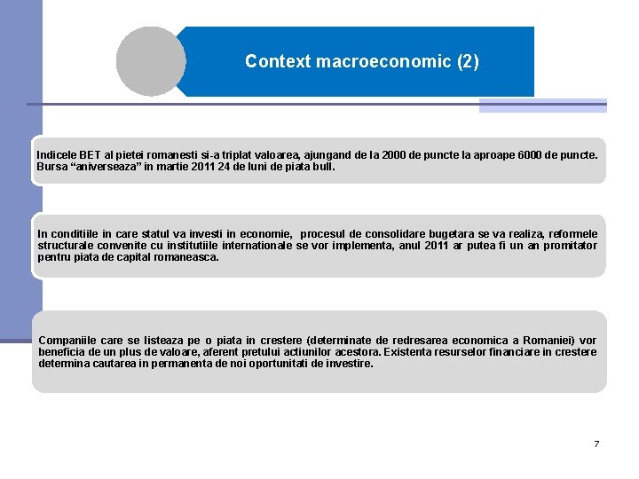 Context macroeconomic (2) Indicele BET al pietei romanesti si-a triplat valoarea, ajungand de la