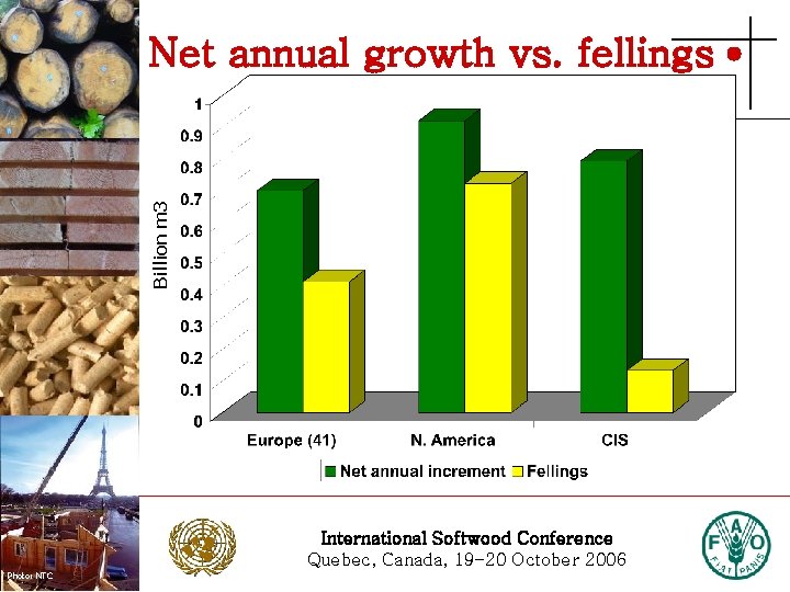 Photo: Stora Enso Billion m 3 Net annual growth vs. fellings Photo: Stora Enso