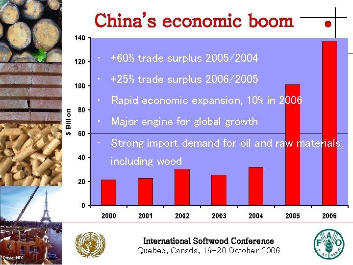 China’s economic boom • +60% trade surplus 2005/2004 • +25% trade surplus 2006/2005 Photo: