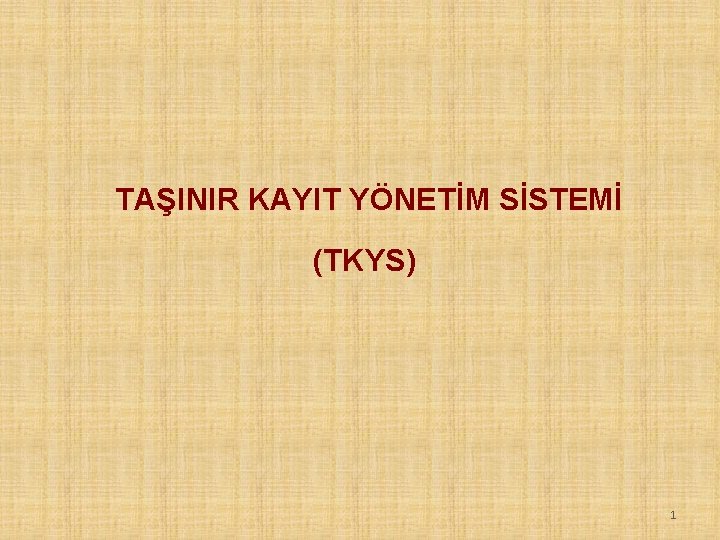TAŞINIR KAYIT YÖNETİM SİSTEMİ (TKYS) 1 