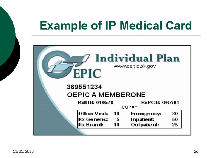 Example of IP Medical Card 11/21/2020 26 