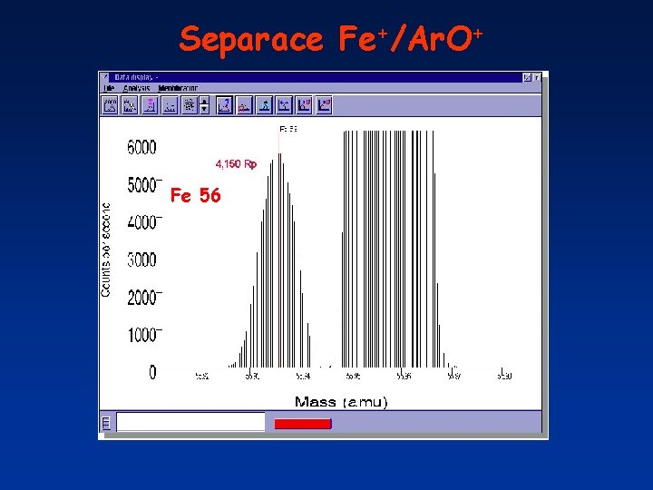 Separace Fe+/Ar. O+ Fe 56 