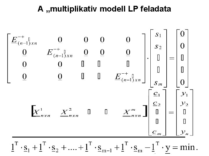 A „multiplikativ modell LP feladata 