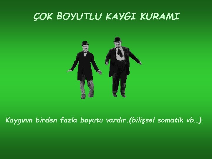 ÇOK BOYUTLU KAYGI KURAMI Kaygının birden fazla boyutu vardır. (bilişsel somatik vb…) 