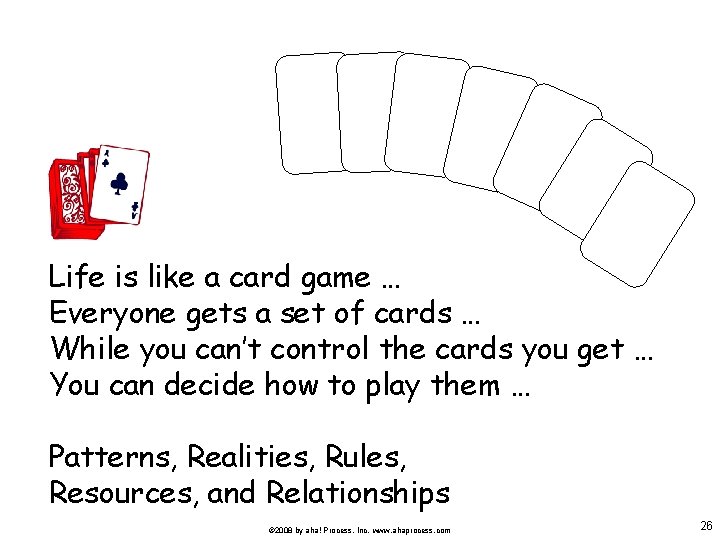 Life is like a card game … Everyone gets a set of cards …