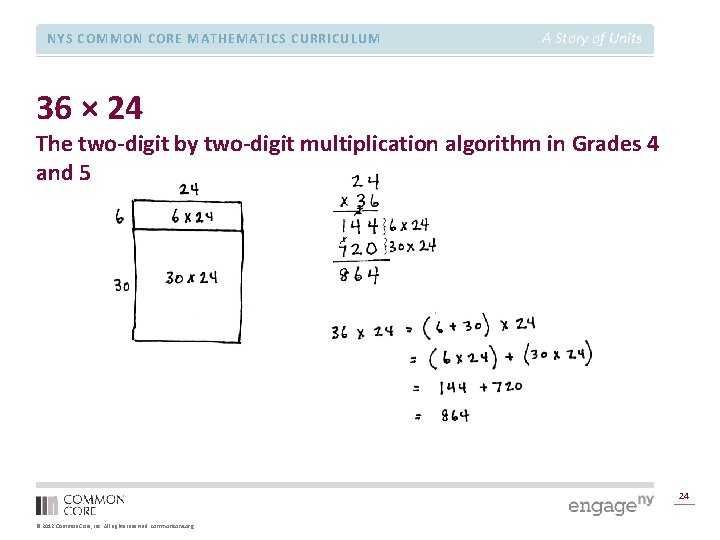 NYS COMMON CORE MATHEMATICS CURRICULUM A Story of Units 36 × 24 The two-digit