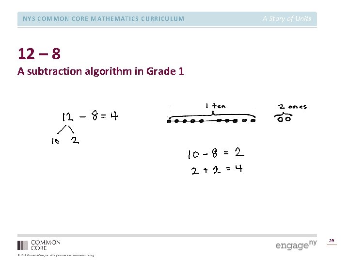 NYS COMMON CORE MATHEMATICS CURRICULUM A Story of Units 12 – 8 A subtraction
