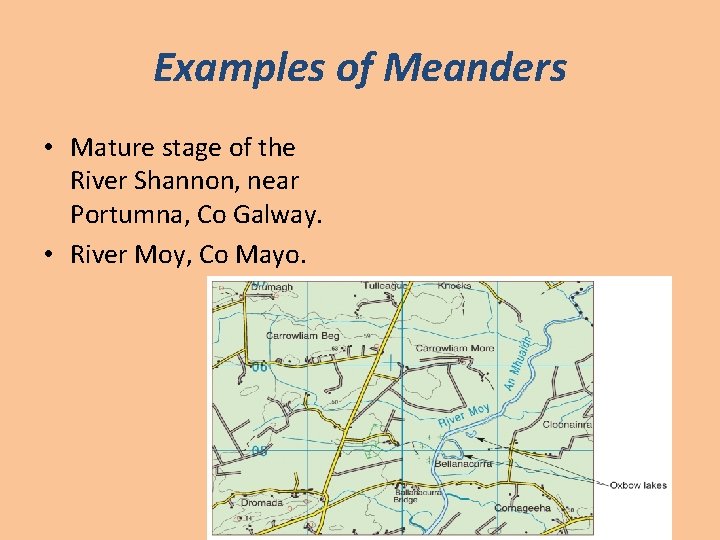 Examples of Meanders • Mature stage of the River Shannon, near Portumna, Co Galway.