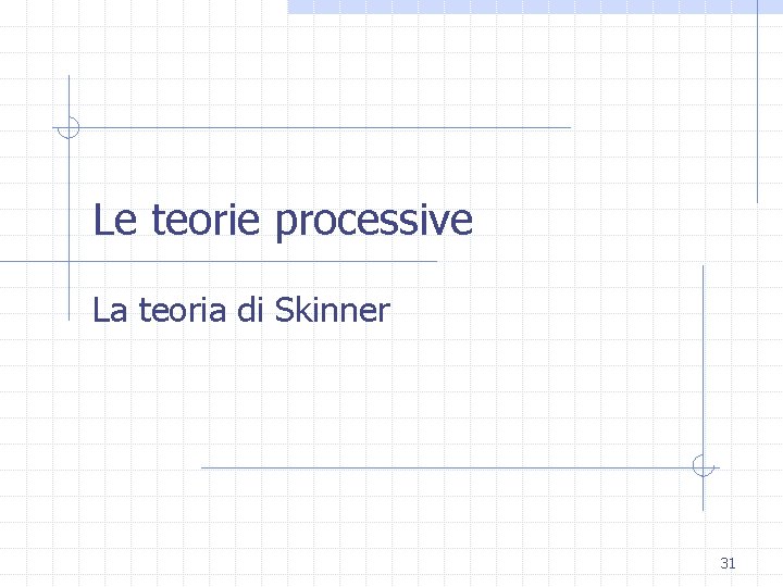 Le teorie processive La teoria di Skinner 31 