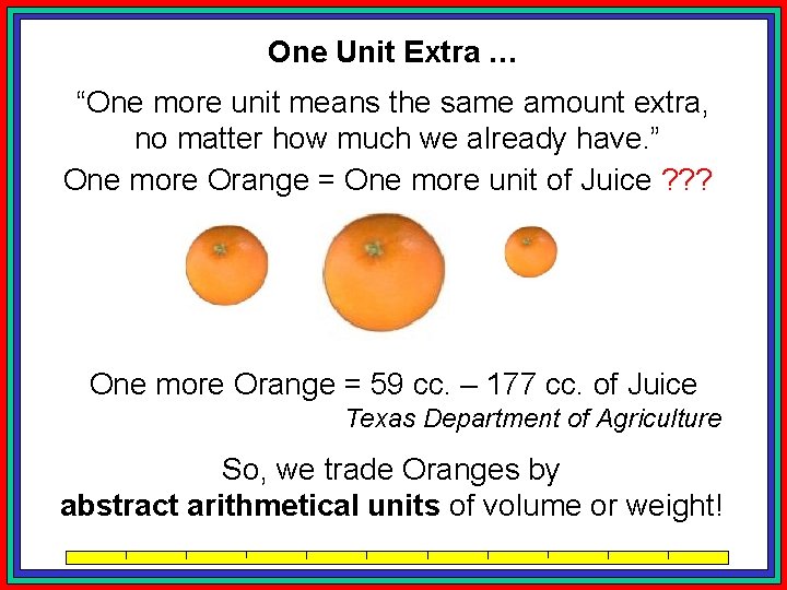 One Unit Extra … “One more unit means the same amount extra, no matter