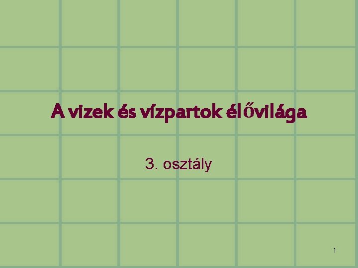 A vizek és vízpartok élővilága 3. osztály 1 