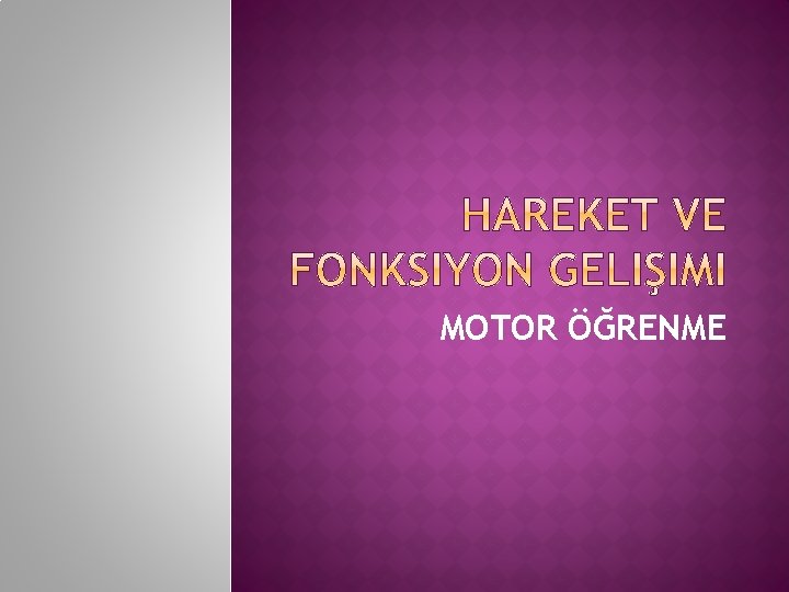 MOTOR ÖĞRENME 