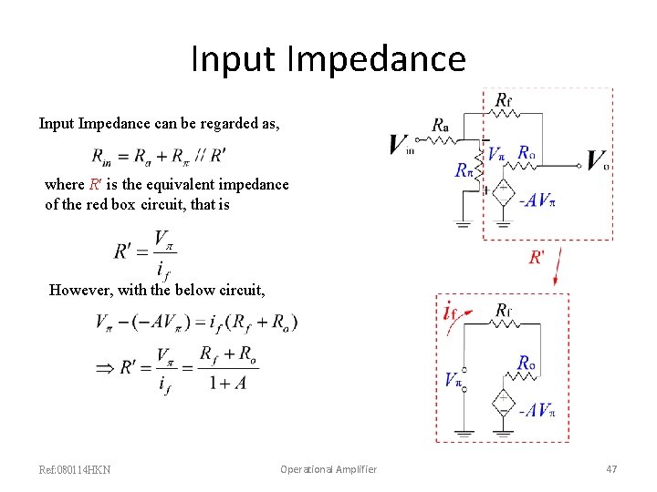 Input Impedance can be regarded as, where R is the equivalent impedance of the