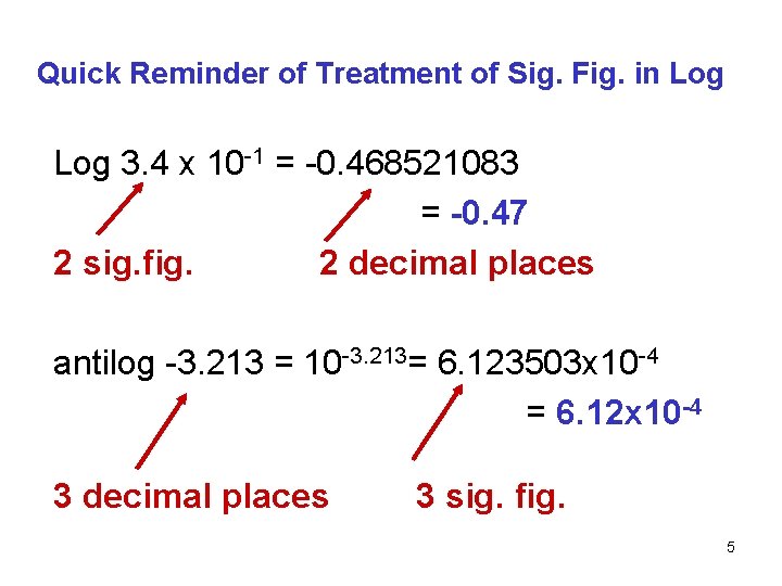 Quick Reminder of Treatment of Sig. Fig. in Log 3. 4 x 10 -1