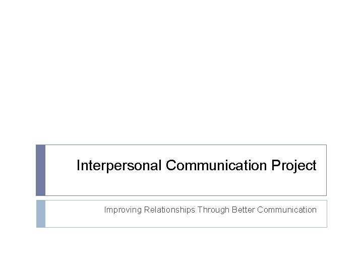 Interpersonal Communication Project Improving Relationships Through Better Communication 