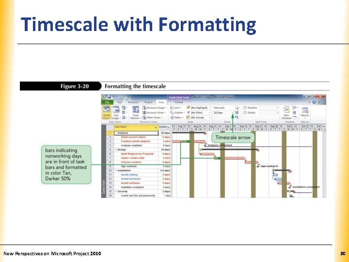 Timescale with Formatting New Perspectives on Microsoft Project 2010 XP 30 