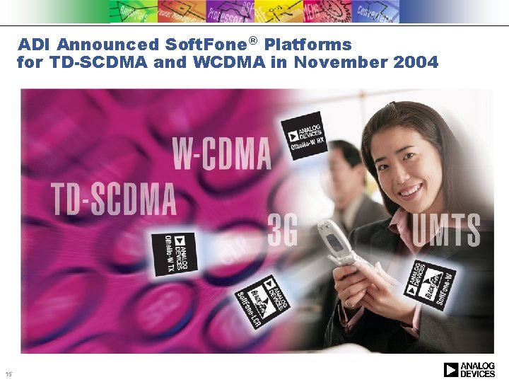 ADI Announced Soft. Fone® Platforms for TD-SCDMA and WCDMA in November 2004 15 