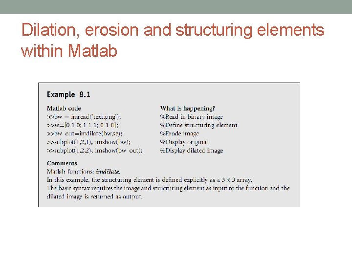 Dilation, erosion and structuring elements within Matlab 