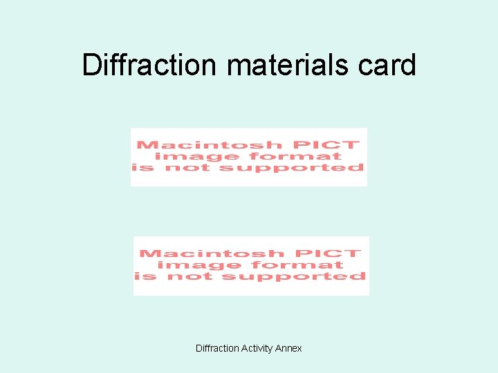 Diffraction materials card Diffraction Activity Annex 