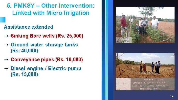 5. PMKSY – Other Intervention: Linked with Micro Irrigation Assistance extended ➝ Sinking Bore