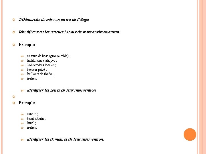  2/Démarche de mise en ouvre de l’étape Identifier tous les acteurs locaux de