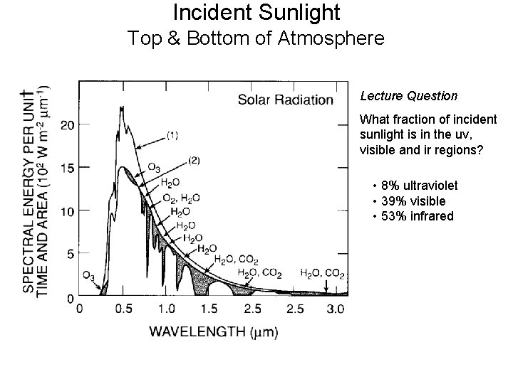 Incident Sunlight Top & Bottom of Atmosphere Lecture Question What fraction of incident sunlight Incident Sunlight Top & Bottom of Atmosphere Lecture Question What fraction of incident sunlight