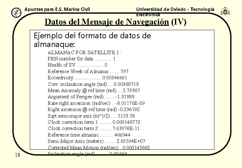 Apuntes para E. S. Marina Civil Universidad de Oviedo - Tecnología Electrónica Datos del