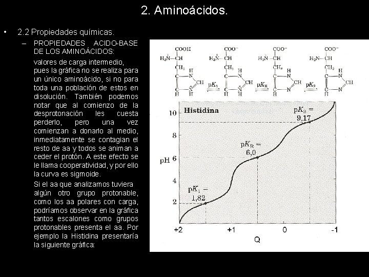 2. Aminoácidos. • 2. 2 Propiedades químicas. – PROPIEDADES ACIDO-BASE DE LOS AMINOÁCIDOS: valores