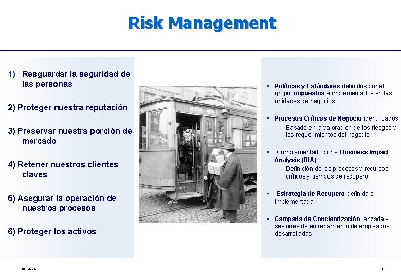 Risk Management 1) Resguardar la seguridad de las personas 2) Proteger nuestra reputación 3)