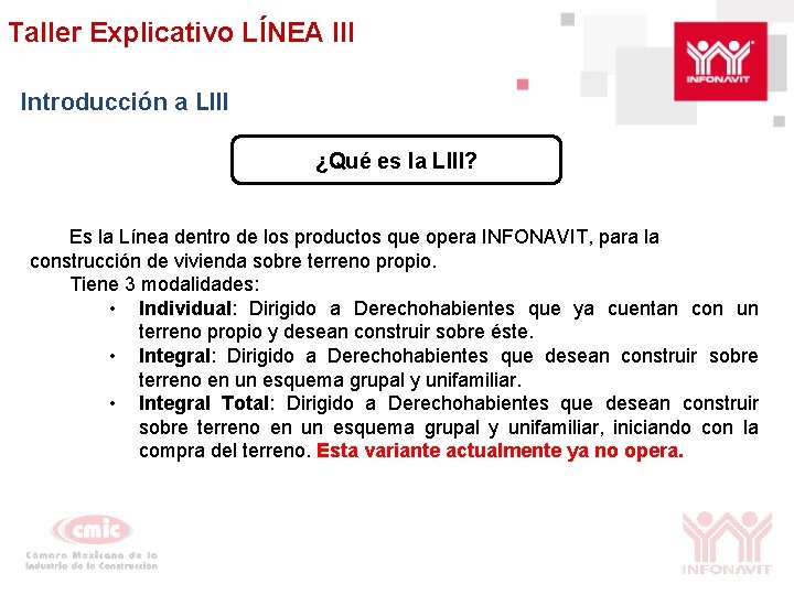 Taller Explicativo LÍNEA III Introducción a LIII ¿Qué es la LIII? Es la Línea